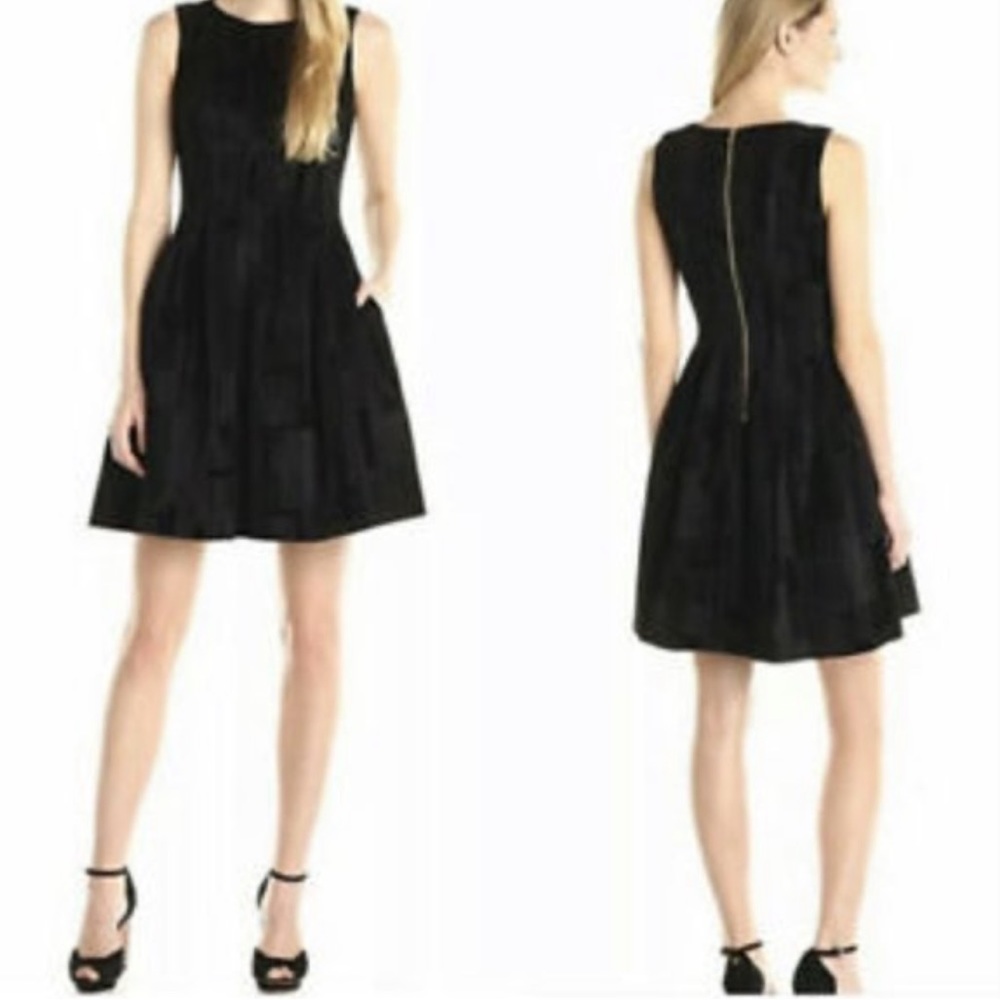 Calvin Klein Fit & Flare DRESS Velvet LBD Pockets PLUS SIZE Jacquard cocktail